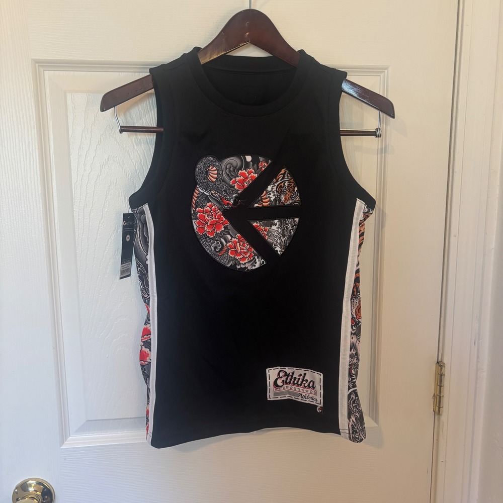 Ethika Basketball Jersey Boys Medium Black NWT Tiger Snake Floral Streetwear